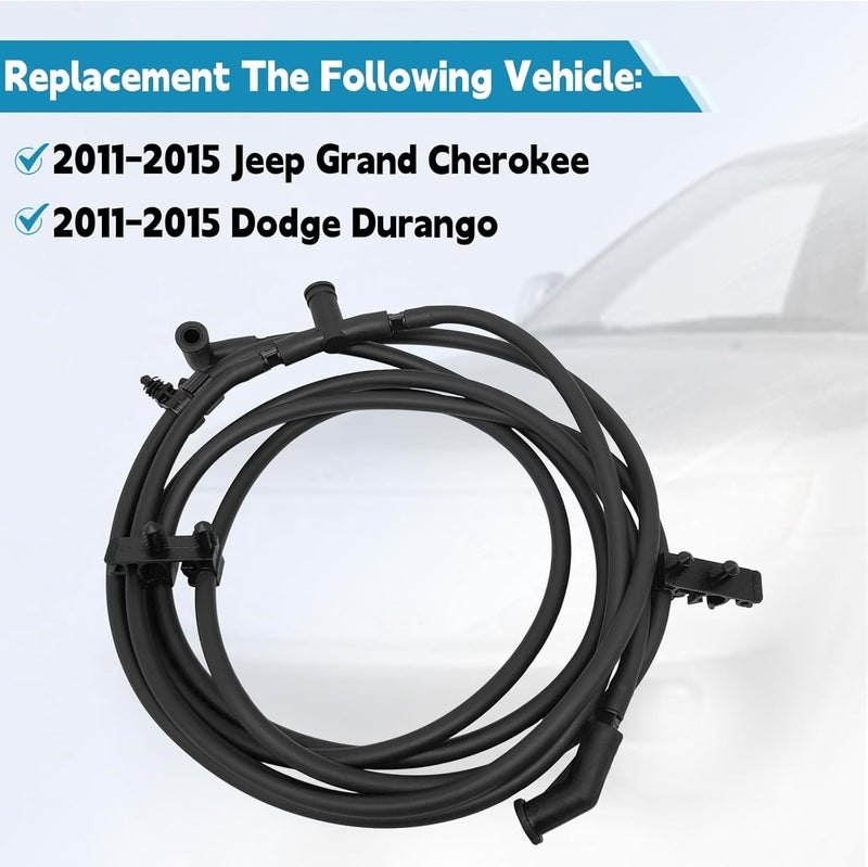 QFISH Front Windshield Washer Hose Fit for Jeep Grand Cherokee Dodge Durango 2011-2015 Replace 55079200AD 55079200AB 55079200AC Rubber Windshield Washer Hose - Image 3